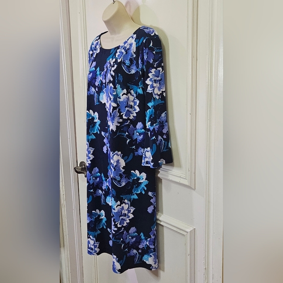 ROZ & Ali Navy Blue Multi-Color Floral Midi Dress, X-Large - Picture 13 of 16